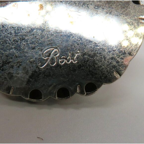 Vintage Best Brooch Pendant 2" Pumpkin Shaped Silver Gold Tone Vintage - Picture 10 of 11